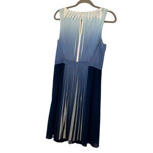 karen Millen British Designer dip dye ombre summer blue allpleated shift dress 8